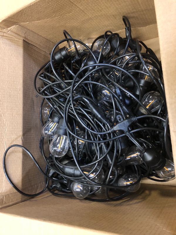 Photo 2 of 120 FT Outdoor String Lights LED Waterproof Patio Lights with 40 Shatterproof Plastic Warm Edison Bulbs String Bistro Lights for Gazebo Pergola Market Lights 120FT - UNABLE TO PROPERLY TEST 