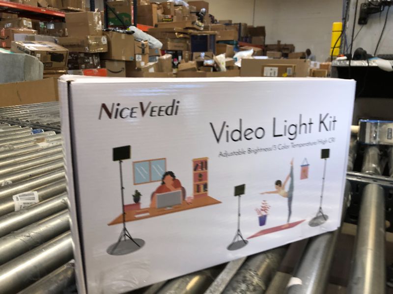 Photo 4 of 2-Pack LED Video Light Kit, NiceVeedi Studio Light, 2800-6500K Dimmable Photography Lighting Kit with Tripod Stand&Phone Holder, 73" Stream Light for Video Recording, Game Streaming, YouTube- OPENED BOX 