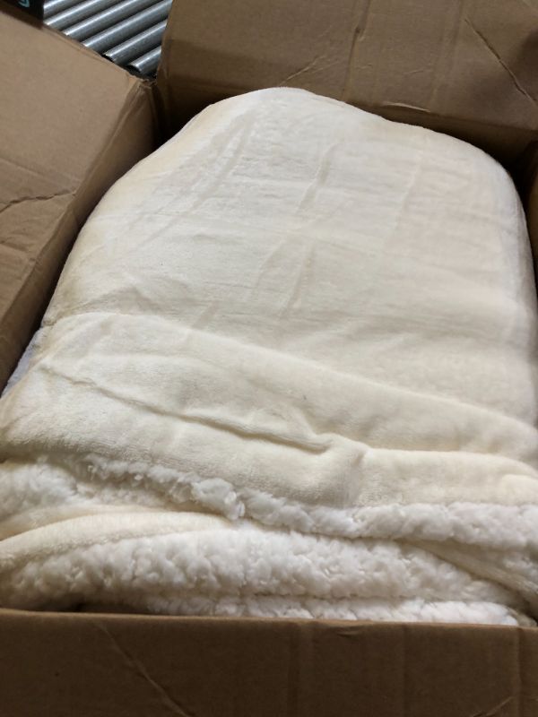 Photo 3 of Amazon Basics Ultra-Soft Micromink Sherpa Blanket - King, Cream King Cream