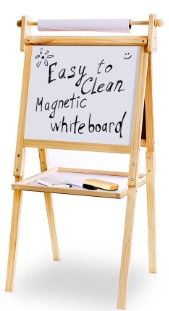 Photo 1 of Kraftic Deluxe Standing Art Easel for Kids - Toddler Drawing Chalkboard, Magnetic Whiteboard, Dry Erase Board, Paper Roll and Accessories