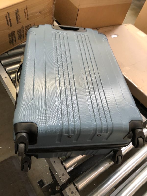 Photo 1 of Kenneth Cole Reaction Out Of Bounds Luggage Collection Lightweight Durable Hardside 4-Wheel Spinner Travel Suitcase Bags, Granite Blue, 28-Inch Checked Granite Blue 28-Inch Checked