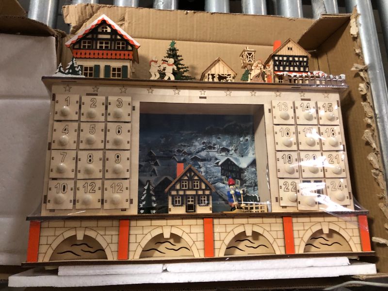 Photo 2 of Clever Creations Wooden Christmas Advent Calendar, Countdown to Christmas, LED Holiday Decoration, Battery Operated, Snowy Town
