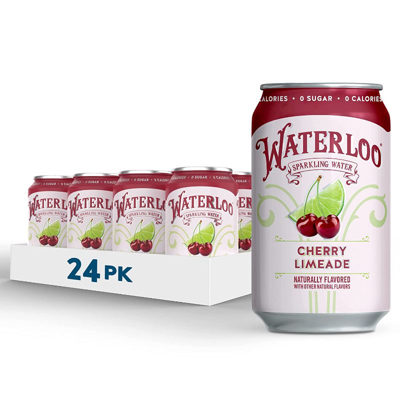 Photo 1 of (MISSING ONE CAN)Waterloo Sparkling Water, Cherry Limeade Naturally Flavored, 12 Fl Oz (Pack of 24) | Zero Calories | Zero Sugar or Artificial Sweeteners | Zero Sodium EXP JUN/10/2023
