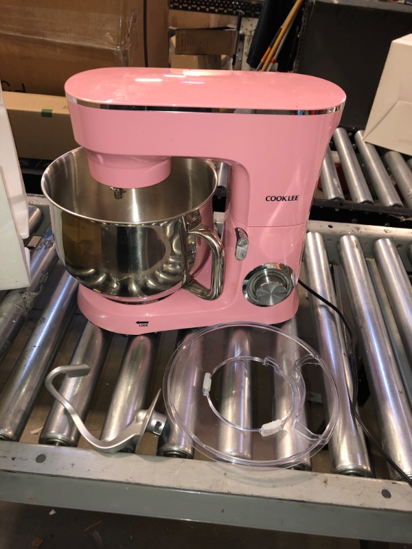 Photo 2 of All-Metal COOKLEE Stand Mixer, 6.5 Qt Kitchen Electric Mixer with Dishwasher-Safe Dough Hooks, Flat Beaters, Whisk & Pouring Shield Attachments for Most Home Cooks, Sakura Pink