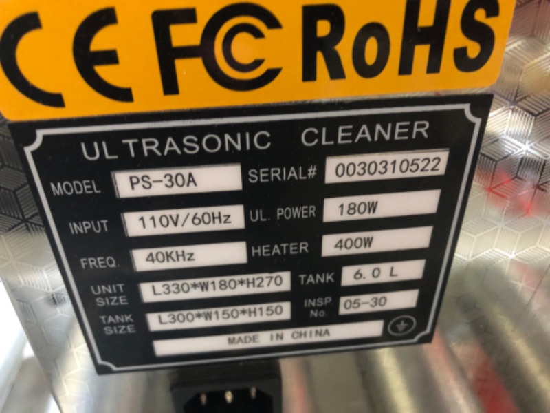 Photo 2 of ultrasonic cleaner 6L