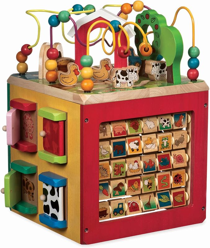 Photo 1 of Battat – Wooden Activity Cube – Discover Farm Animals Activity Center for Kids 1 year +, Standard