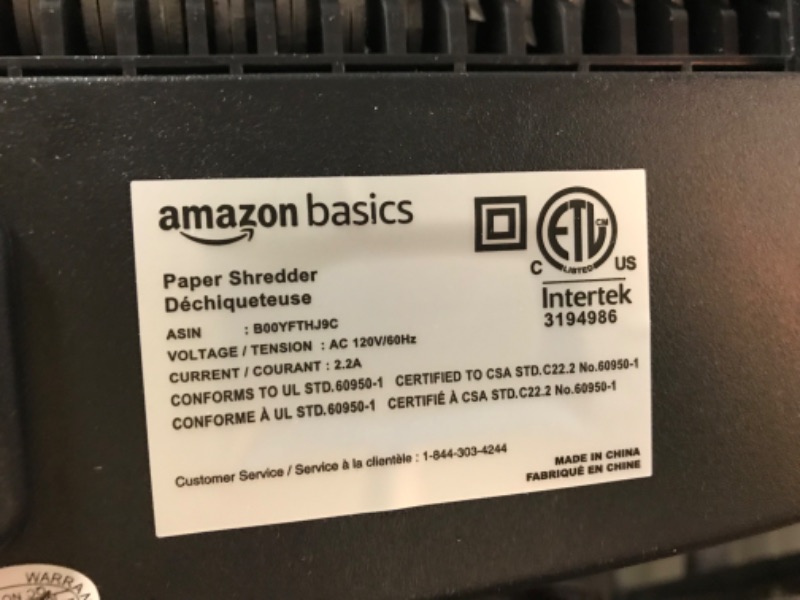 Photo 3 of Amazon Basics 8-Sheet Cross Cut Paper Shredder and Credit Card Shredder with 4.1 Gallon Bin 8 Sheet Shredder