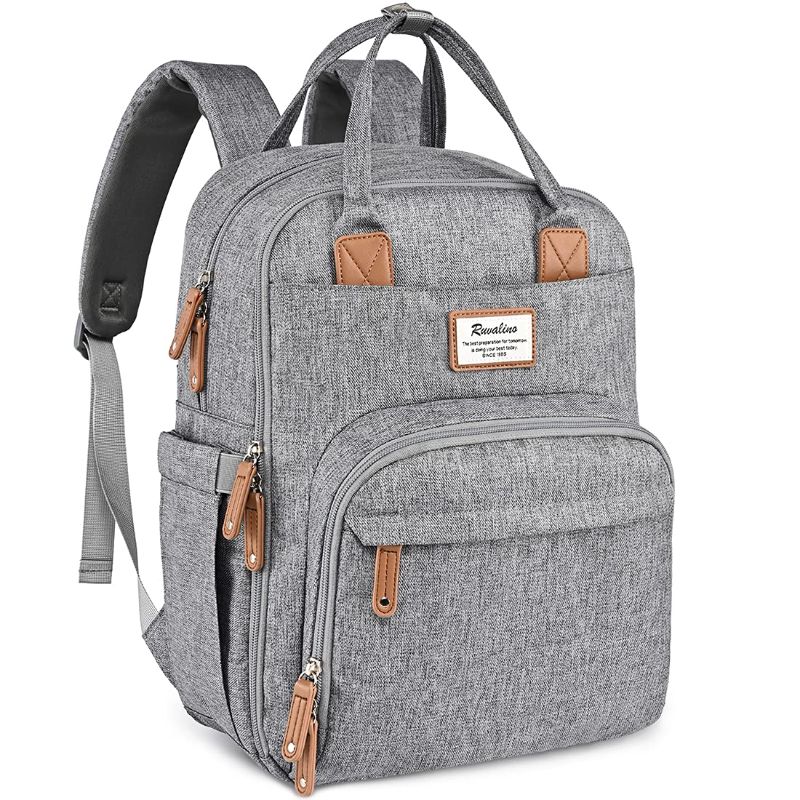 Photo 1 of Diaper Bag Backpack, RUVALINO Multifunction Travel Back Pack Maternity Baby Changing Bags, Large Capacity, Waterproof and Stylish, Gray
