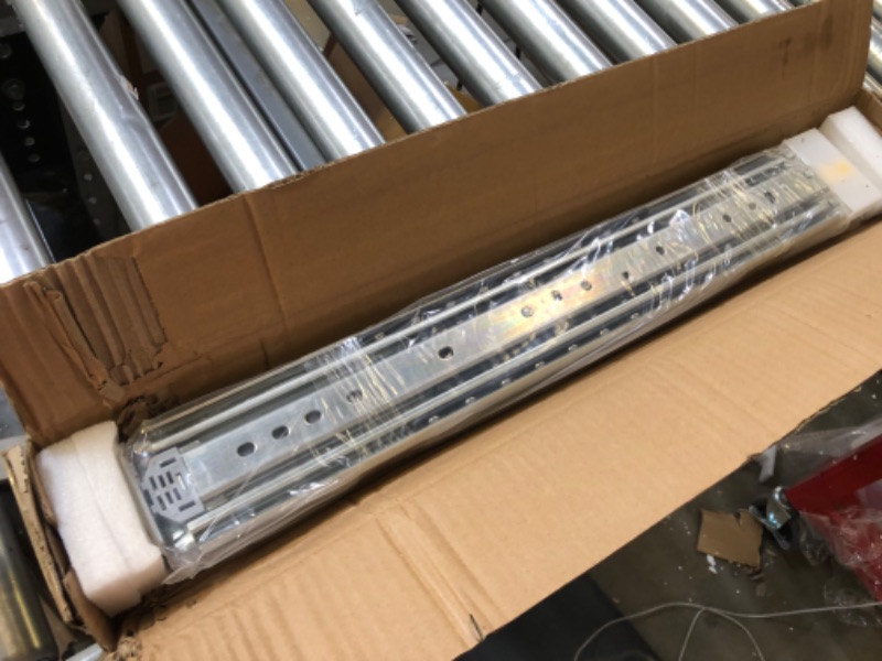 Photo 2 of AOLISHENG 1 Pair Heavy Duty Drawer Slides with Lock 12 14 16 18 20 22 24 26 28 30 32 34 36 38 40 44 48 52 56 60 Inch 470 lb Load Capacity Side Mount Full Extension Ball Bearing Industrial Locking Rail 20 Inch With Lock