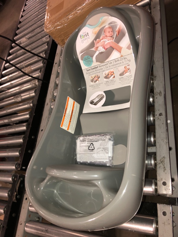 Photo 2 of The First Years Sure Comfort Renewed Baby Bathtub — 50% Recycled Plastic — 3-in-1 Newborn to Toddler Bathtub — Baby Bath Essentials Gray