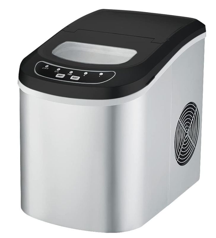 Photo 1 of Ice Makers Countertop, Self-Cleaning Function, Portable Electric Ice Cube Maker Machine, 9 Pebble Ice Ready in 6 Mins, 26lbs 24Hrs with Ice Scoop and Basket for Home Bar Camping RV, Stainless Steel