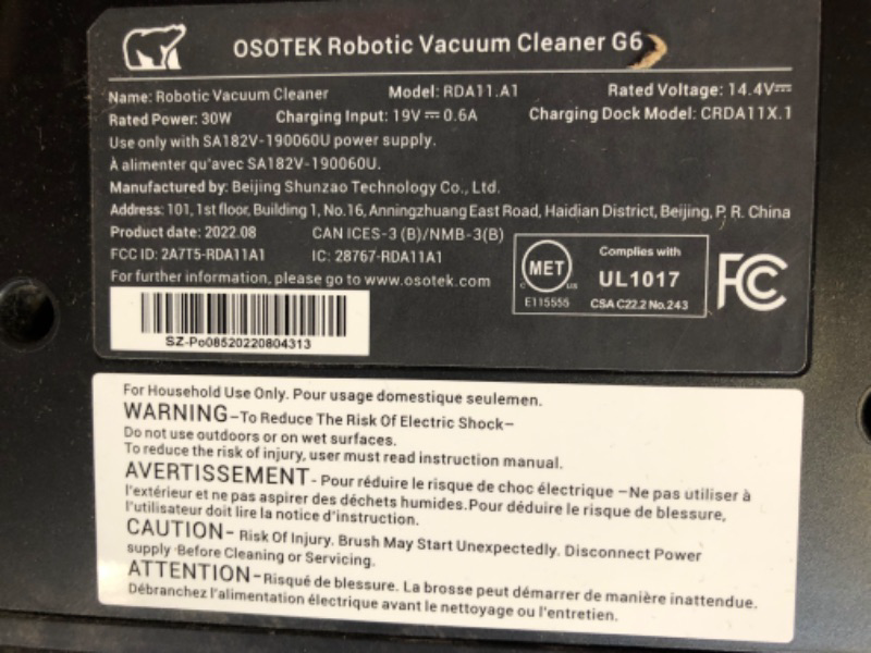 Photo 4 of osotek robotic vacuum cleaner G6