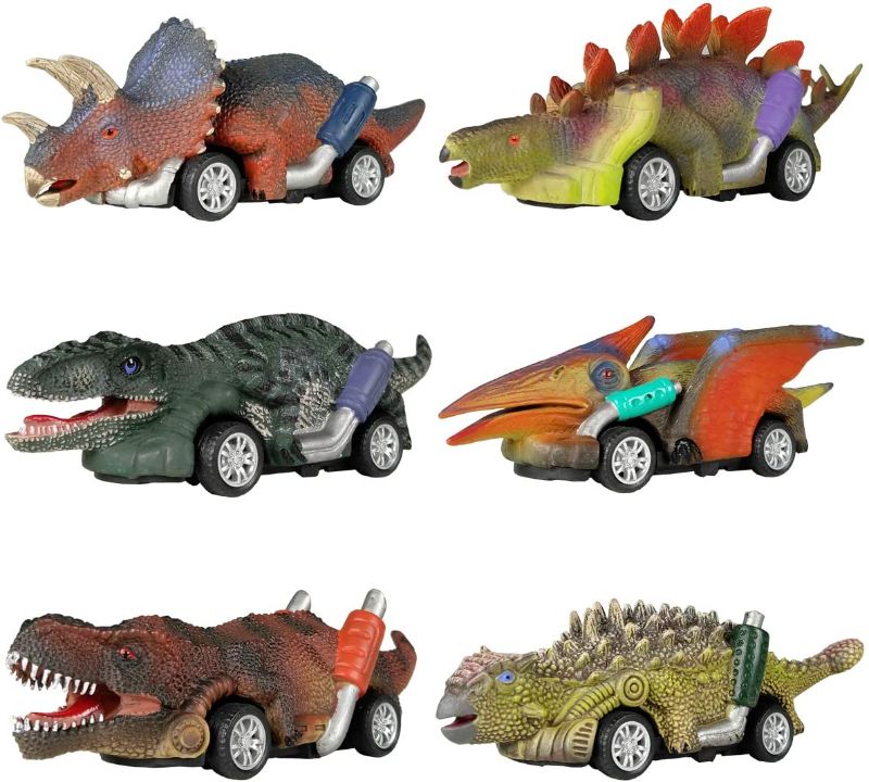 Photo 1 of DINOBROS Dinosaur Toy Pull Back Cars, 6 Pack Dino Toys for 3 Year Old Boys and Toddlers, Boy Toys Age 3,4,5 and Up, Pull Back Toy Cars, Dinosaur Games with T-Rex
