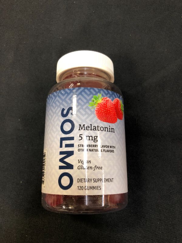Photo 2 of Amazon Brand - Solimo Melatonin 5mg, 120 Gummies (2 Gummies per Serving), Helps with occasional sleeplessness
EXP 08/2023