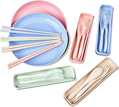 Photo 1 of 12 Pcs Portable Travel Cutlery with Case, Reusable Utensil Healthy Eco-Friendly Spoon Fork Tableware Set forTravel Picnic Camping Party Holidays, Anniversary Birthday or Daily Use
