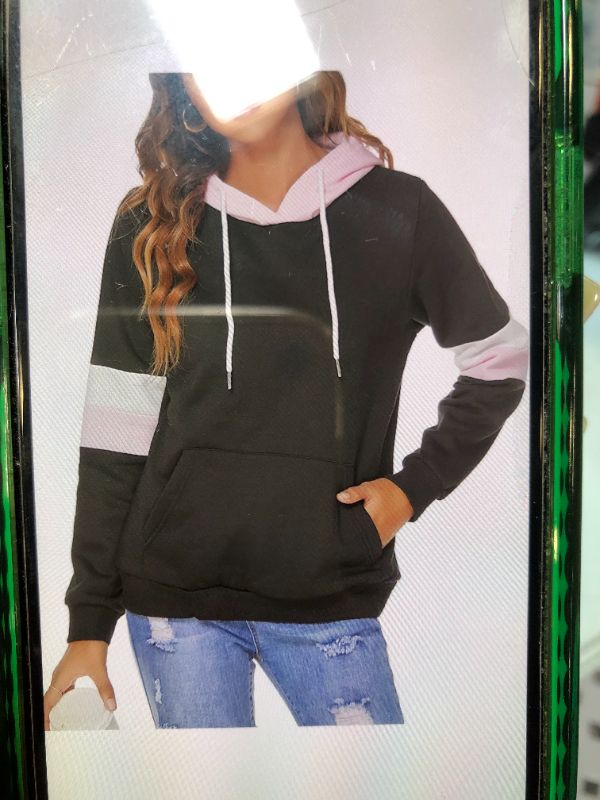 Photo 1 of FINWANLO HOODIES FOR WOMEN CASUAL LONG SLEEVE BLACK/PINK
LARGE