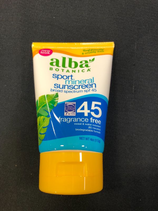 Photo 3 of Alba Botanica Sport Sunscreen Lotion, SPF 45, Fragrance Free, 4 Oz
EXP MAY 2023