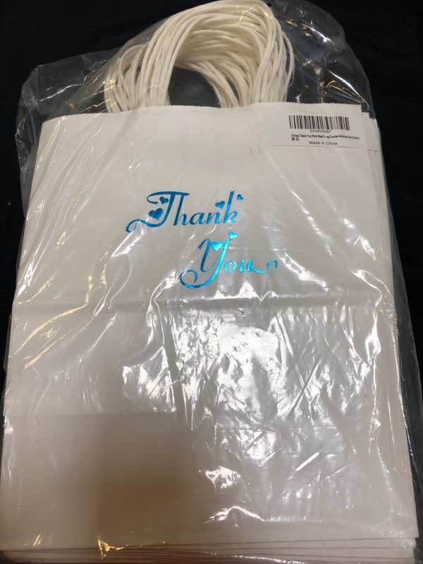 Photo 2 of 25 Pieces White Kraft Paper Bags with Reinforced Patch Paper Twist Handles Assorted Sizes 8.6 x 5.1 x 10.2 Inches