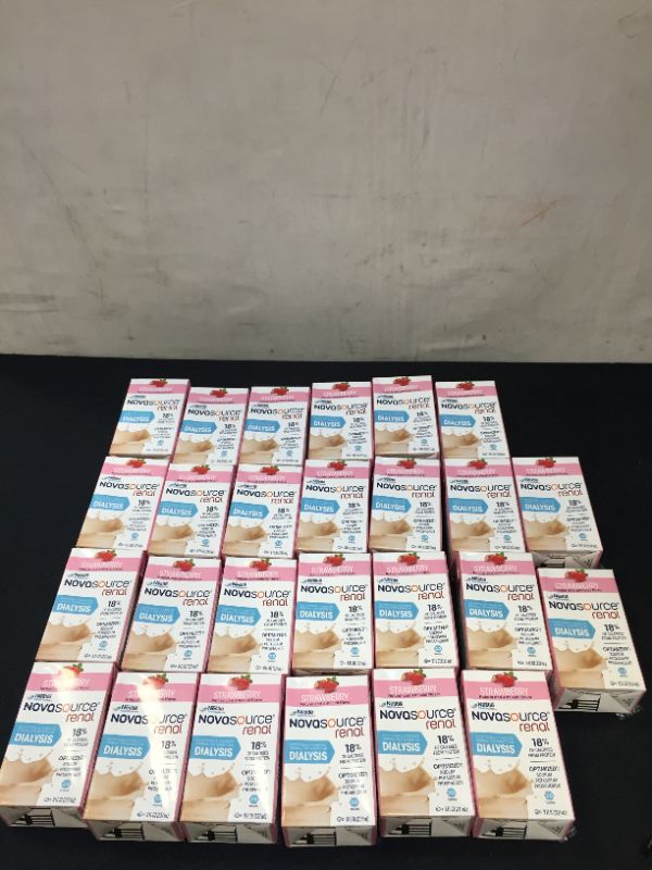Photo 1 of  Novasource Renal Strawberry Flavor 8 oz. Container Carton  exp- july 23/22 ( 26 pack ) 