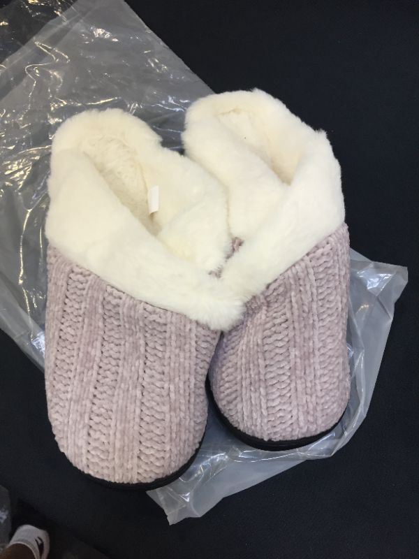 Photo 2 of Slippers for Women Fuzzy House Slip on Indoor Outdoor Bedroom Furry Fleece Lined Ladies Comfy Memory Foam Female Home Shoes Anti-Skid Rubber Hard Sole SIZE 9 10 
