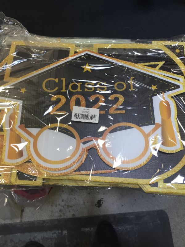 Photo 2 of 11Pcs Graduation Yard Sign, 2022 Graduation Yard Decorations with 22 Stakes, Outdoor Graduation Decorations for Congrats Class of 2022 High School College Graduation
