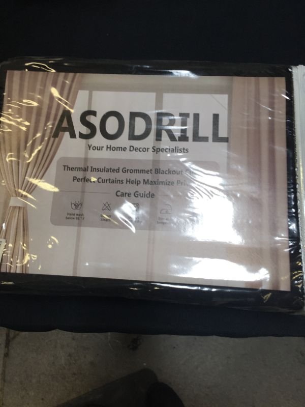 Photo 2 of ASODRILL Blackout Curtains & Drapes Thermal Insulated with Grommet Darkening Window Curtains for Bedroom/ Living Room (Black, 52''X 84'', 2 Panels)
