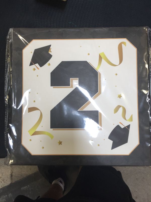 Photo 2 of 2022 Graduation Decorations Gold Black 4Pcs Graduation Balloon Boxes 2022 With Letters Grad for Class Graduation Party Decorations Supplies
