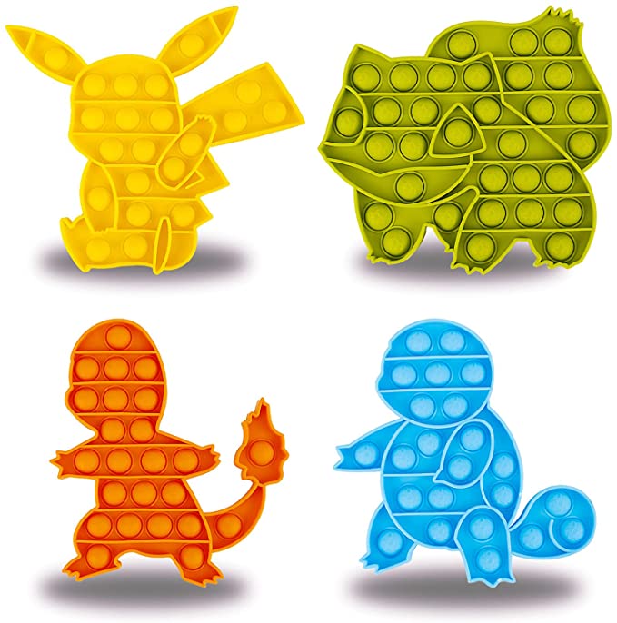 Photo 1 of 4 Packs Pop Poop Toy, Animal Sensory Anxiety Stress Relief Satisfying ADHD Cheap Bubble Po Popper Set, Poppop Gift
