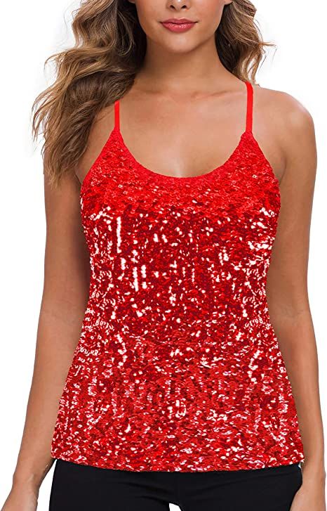 Photo 1 of  Women’s Sequin Tops Glitter Party Strappy Tank Top Sparkle Cami. Size Small. ***Please see clerk notes