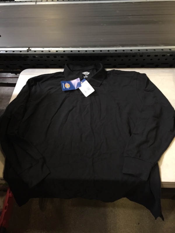 Photo 2 of Dickies Men's Long Sleeve Pique Polo X-Large Knit Black