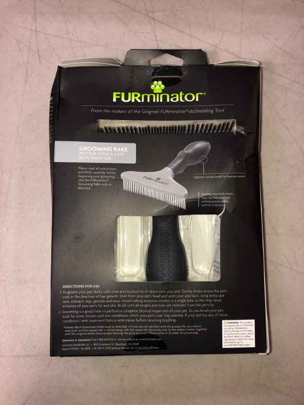 Photo 3 of FURminator Grooming Rake, Removes Loose Hair and Tangles, Gray
