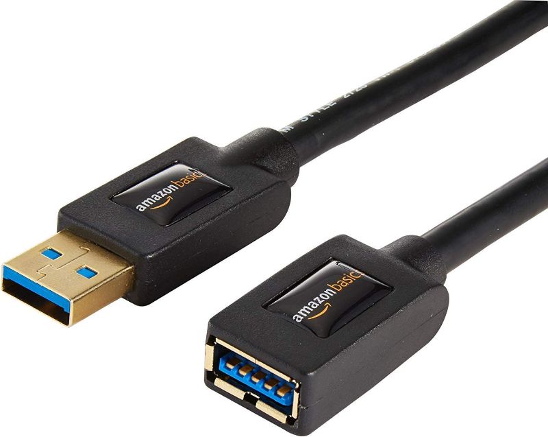 Photo 1 of Amazon Basics USB 3.0 Extension Cable - A-Male to A-Female Extender Cord - 6 Feet (2 Pack), Printer

