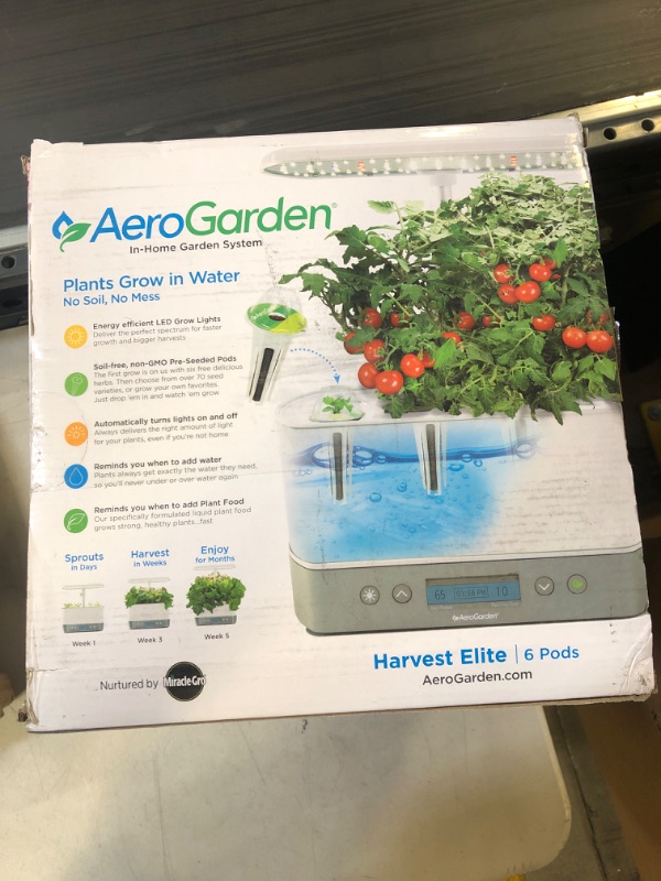 Photo 2 of AeroGarden Harvest Elite - Indoor Garden with LED Grow Light, White Stainless & Heirloom Salad Greens Mix Seed Pod Kit - Salad Kit Indoor Garden, 6-Pod Harvest Elite + Salad Kit, 6-Pod White