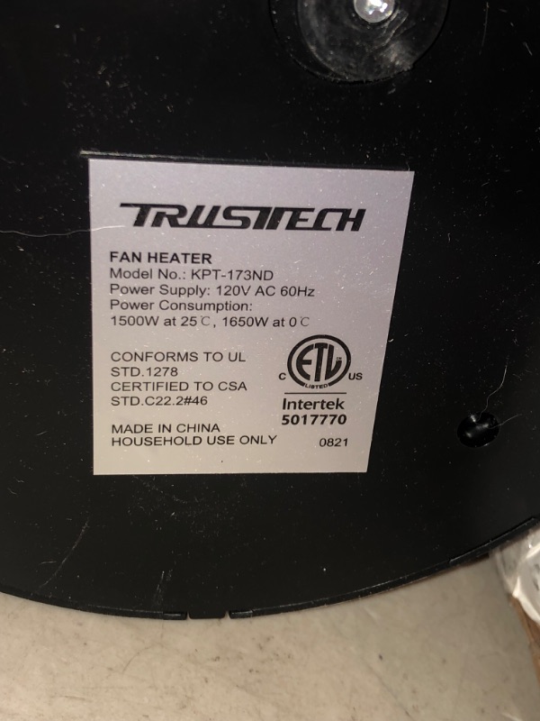 Photo 1 of Trustech Space Heater - Portable Electric Heater with Remote Ocillating Ceramic Heater
