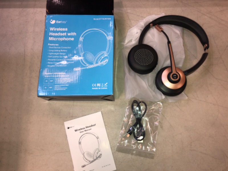 Photo 1 of Bluetooth Headset, Wireless Headphones with Microphone Noise Cancelling, On Ear Headphones with Mic Mute, Handsfree PC Headsets for Zoom/Ms Teams/Skype 26H Playtime|Dual Connect|Laptop|iPhone|Tablet