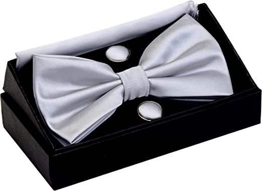 Photo 1 of GUSLESON Mens Solid Color Double Fold Pre-tied Bow Tie 