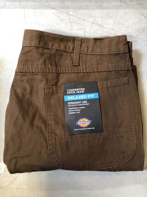 Photo 2 of 38W x 30L - Dickies Men's Relaxed Straight Fit Lightweight Duck Carpenter Jean Timber 