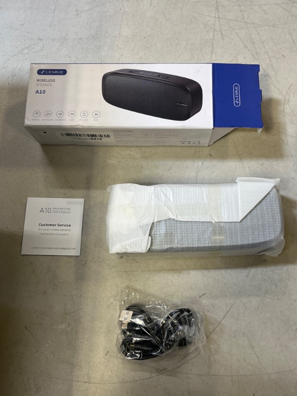 Photo 2 of LENRUE Bluetooth Speaker, Wireless Portable Speaker with Loud Stereo Sound, Rich Bass, 12-Hour Playtime, Built-in Mic. Perfect for iPhone, Samsung and More Black - ++FACTORY SEALED++