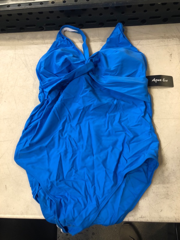 Photo 1 of AQUA EVE - BLUE ONE PIECE BATHING SUIT - 14W