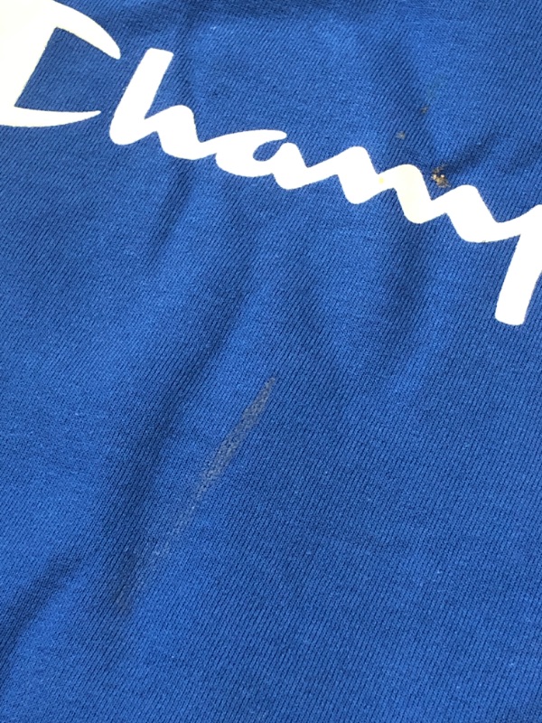 Photo 2 of CHAMPION - BLUE CREW NECK JACKET - LRG - DAMAGE : STAIN ON THE FRONT / SHOWN IN PICTURE
