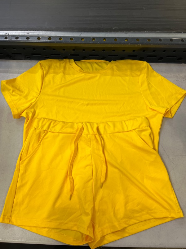 Photo 1 of 2PC YELLOW SHIRT/SHORTS SET - XL