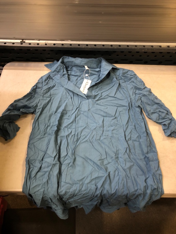 Photo 1 of EKOUAER - LONG SLEEVE BLUE COLLARED DRESS - SML