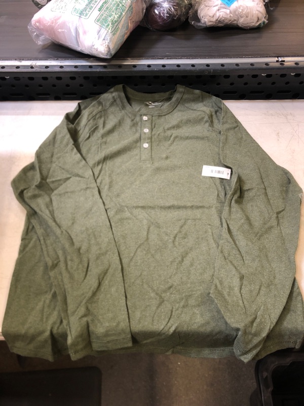 Photo 2 of Amazon Essentials Men's Regular-Fit Long-Sleeve Henley Shirt (Available in Big & Tall) Medium Olive Heather