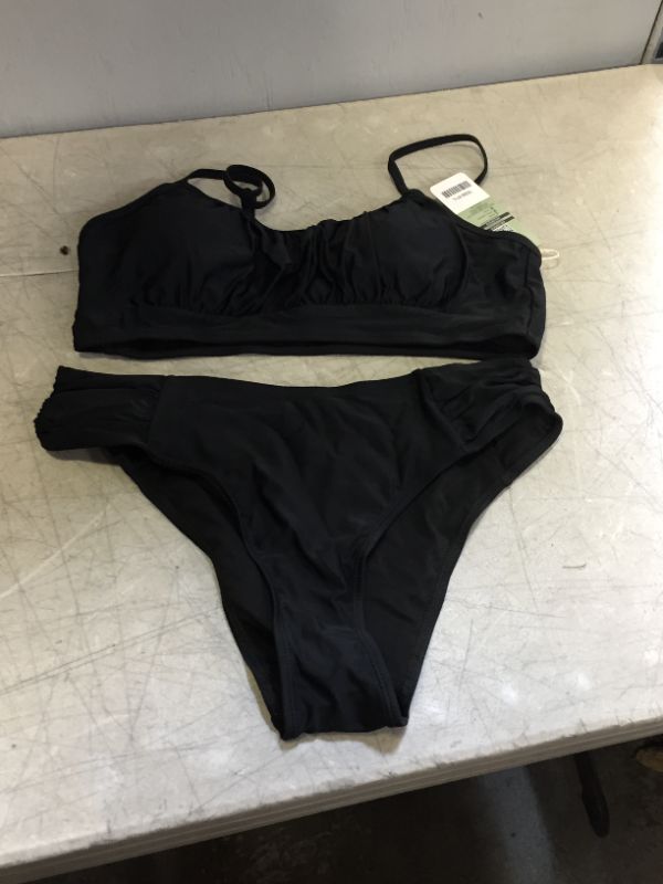 Photo 1 of WOMENS 2 PIECE BATHING SUIT BLACK LARGE