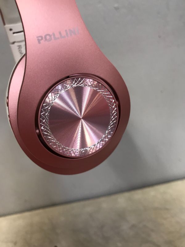 Photo 2 of Bluetooth Headphones Over Ear, Pollini Wireless Headset V5.0 with Deep Bass, Soft Memory-Protein Earmuffs and Built-in Mic for iPhone/Android Cell Phone/PC/TV (Rose Gold)
