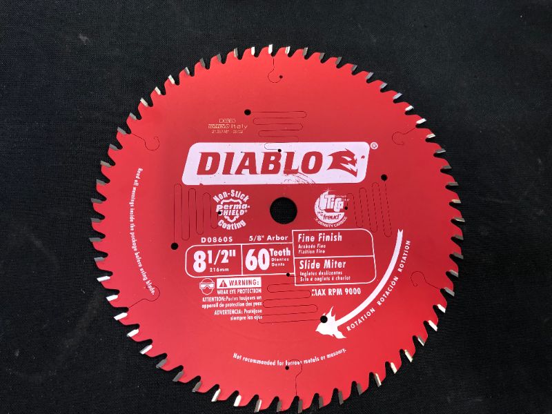 Photo 2 of 8-1/2 in. x 60-Tooth Fine Finish Slide Miter Circular Saw Blade
