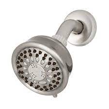 Photo 1 of 5-Spray 3.8 in. Single Wall Mount Low Flow Fixed Shower Head in Brushed Nickel
