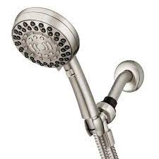 Photo 1 of 6-Spray Patterns 4.5 in. Single Wall Mount Adjustable Handheld Shower Head in Brushed Nickel
