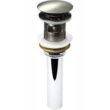 Photo 1 of 1-5/8 in. Brass Bathroom and Vessel Sink Push Pop-Up Drain Stopper With Overflow in Brushed Nickel
