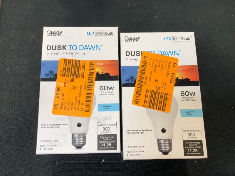 Photo 3 of 60-Watt Equivalent Daylight (5000K) A19 IntelliBulb Dusk to Dawn CEC Title 20 Compliant 90+ CRI LED Light Bulb 2 pack 
